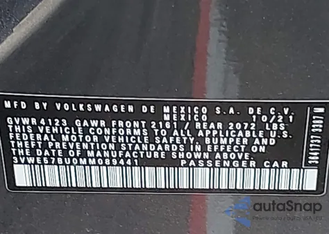 2021 Volkswagen Jetta 1.4T Sel from USA, damaged, VIN 3VWE57BU0MM089441